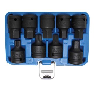 BGS technic Kraft-Bit-Einsatz-Satz | Antrieb Innenvierkant 20 mm (3/4") | Innensechskant, Innenvielzahn (für XZN) | 9-tlg.