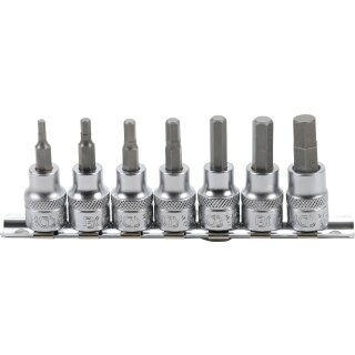 BGS technic Bit-Einsatz-Satz | Antrieb Innenvierkant 10 mm (3/8") | Innensechskant 1/8" - 3/8" | Zollgrößen | 7-tlg.