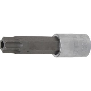 BGS technic Bit-Einsatz | Länge 100 mm | Antrieb Innenvierkant 12,5 mm (1/2") | T-Profil (für Torx) mit Bohrung T80
