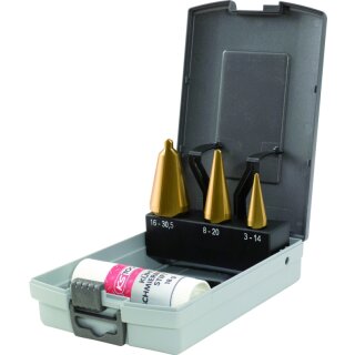 KS-TOOLS HSS TiN Blechschälbohrer-Satz, Kunststoffkassette 4-tlg.
