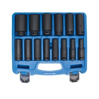 BGS technic Kraft-Steckschlüssel-Einsatz-Satz Sechskant | Antrieb Innenvierkant 12,5 mm (1/2") | SW 10 - 32 mm | 14-tlg.