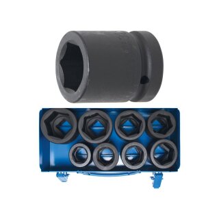 BGS technic Kraft-Steckschlüssel-Einsatz-Satz Sechskant | Antrieb Innenvierkant 25 mm (1") | SW 27 - 50 mm | 8-tlg.