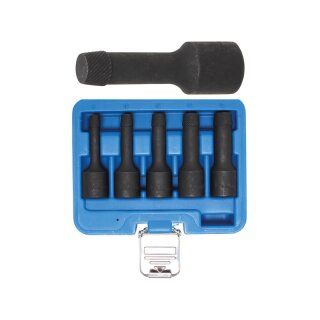 BGS technic Spezial-Steckschlüssel-Einsatz-Satz / Schraubenausdreher | Antrieb Innenvierkant 12,5 mm (1/2") | SW 8 - 16 mm | 5-tlg.