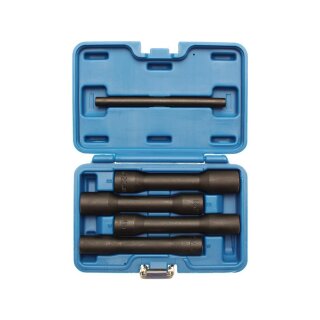 BGS technic Spezial-Steckschlüssel-Einsatz-Satz / Schraubenausdreher, tief | Antrieb Innenvierkant 12,5 mm (1/2") | SW 17 -22 mm | 5-tlg.