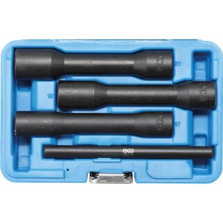 BGS technic Spezial-Steckschlüssel-Einsatz-Satz / Schraubenausdreher, tief | Antrieb Innenvierkant 12,5 mm (1/2") | SW 17 -21 mm | 4-tlg.