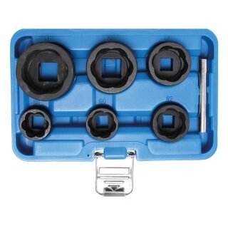 BGS technic Spezial-Steckschlüssel-Einsatz-Satz / Schraubenausdreher | Antrieb Innenvierkant 12,5 mm (1/2") + 20 mm (3/4") | SW 22 - 41 mm | 6-tlg.