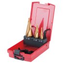 KS-TOOLS HSS TiN Stufenbohrer-Satz, Kunststoffkassette...