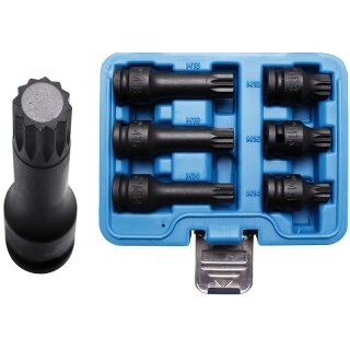 BGS technic Kraft-Bit-Einsatz-Satz | Antrieb Innenvierkant 12,5 mm (1/2") | Innenvielzahn (für XZN) M14 - M18 | 6-tlg.