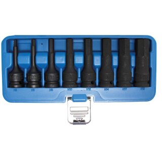 BGS technic Kraft-Bit-Einsatz-Satz | Antrieb innenvierkant 12,5 mm (1/2") | Innensechskant 5 - 19 mm | 8-tlg.