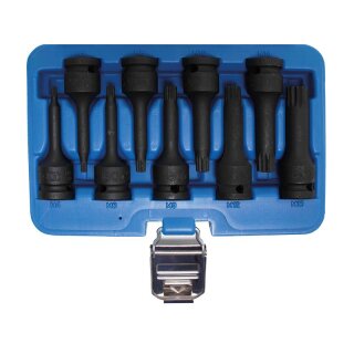 BGS technic Kraft-Bit-Einsatz-Satz | Antrieb Innenvierkant 12,5 mm (1/2") | Innenvielzahn (für XZN) M4 - M16 | 9-tlg.