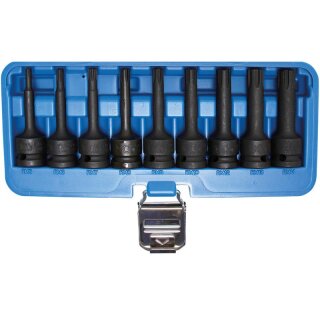 BGS technic Kraft-Bit-Einsatz-Satz | Antrieb Innenvierkant 12,5 mm (1/2") | Keil-Profil (für Ribe) M5 - M14 | 9-tlg.