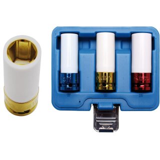 BGS technic Kraft-Schoneinsatz-Satz | Antrieb Innenvierkant 12,5 mm (1/2") | SW 17 / 19 / 21 mm | 3-tlg.