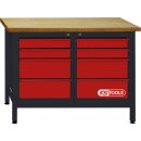 KS-TOOLS Werkbank mit 8 Schubladen, H840xB1200xT600mm