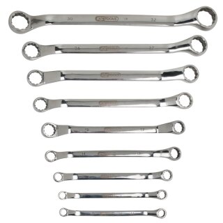 KS-TOOLS EDELSTAHL Doppel-Ringschlüssel-Satz, gekröpft, 9-tlg.