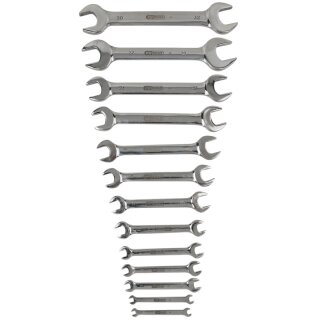 KS-TOOLS EDELSTAHL Doppel-Maulschlüssel-Satz, 13-tlg., abgewinkelt