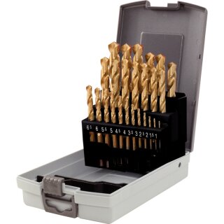KS-TOOLS HSS TiN Spiralbohrer-Satz, Kunststoffkassette 25-tlg. 1-13mm