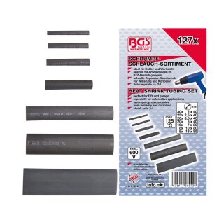 BGS technic Schrumpfschlauch-Sortiment | schwarz | 127-tlg.