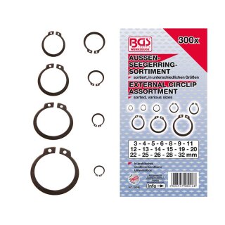 BGS technic Außen-Seegerring-Sortiment (Sprengringe) | Ø 3 - 32 mm | 300-tlg.