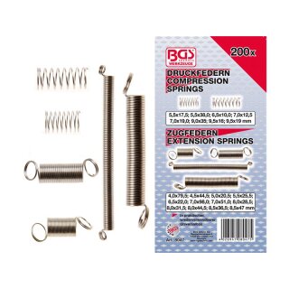 BGS technic Federn-Sortiment | Zug- und Druckfedern | 200-tlg.