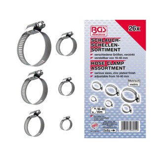 BGS technic Schlauchklemmen-Sortiment | Ø 16 - 40 mm | 26-tlg.