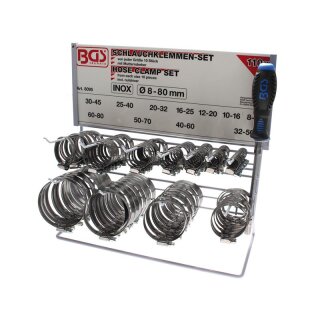 BGS technic Schlauchklemmen-Sortiment | rostfrei | auf Tafel | 111-tlg.