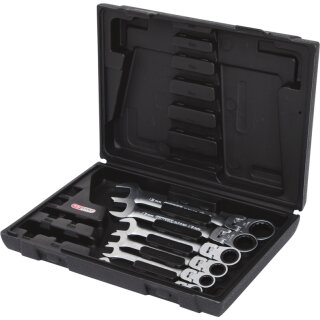 KS-TOOLS GEARplus Gelenk-Ratschenringmaulschlüssel-Satz, 6-tlg.feststellbar