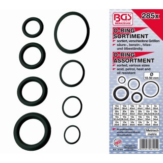 BGS technic O-Ring-Sortiment | XXL | Ø 18 - 50 mm | 285-tlg.