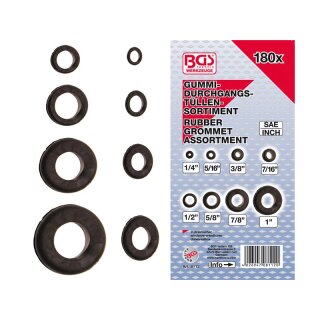 BGS technic Gummi-Durchgangstüllen-Sortiment | Zoll | 180-tlg.