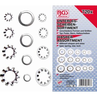 BGS technic Unterlegscheiben-Sortiment | 720-tlg.