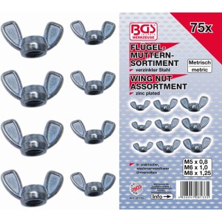 BGS technic Flügelmuttern-Sortiment | 75-tlg.