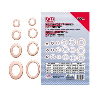 BGS technic Dichtring-Sortiment | Kupfer | 300-tlg.