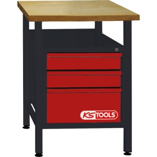 KS-TOOLS Werkbank mit 3 Schubladen, H840xB600xT600mm