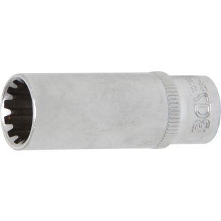 BGS technic Steckschlüssel-Einsatz Gear Lock, tief | Antrieb Innenvierkant 6,3 mm (1/4") | SW 12 mm