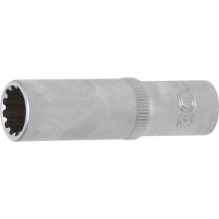 BGS technic Steckschlüssel-Einsatz Gear Lock, tief | Antrieb Innenvierkant 10 mm (3/8") | SW 12 mm