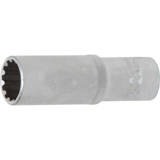 BGS technic Steckschlüssel-Einsatz Gear Lock, tief | Antrieb Innenvierkant 10 mm (3/8") | SW 14 mm