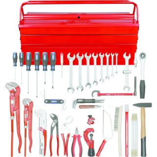 KS-TOOLS Sanitär-Basic Werkzeug-Satz, in Metallkiste, 34-tlg.