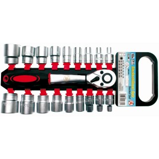 Kraftmann Steckschlüssel-Satz | Antrieb 12,5 mm (1/2") | SW 8 - 32 mm | 19-tlg.