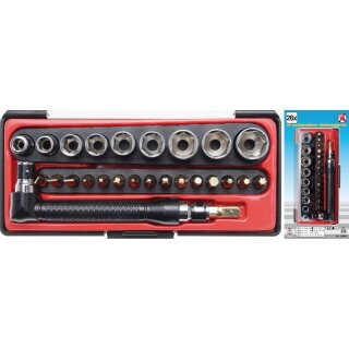 Kraftmann Bit- und Steckschlüssel-/Winkelschrauber-Satz | Antrieb 6,3 mm (1/4") | 26-tlg.