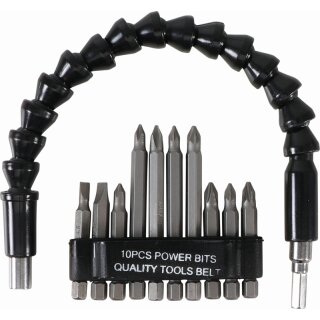 Kraftmann Bit-Satz mit flexibler Welle | Antrieb Außensechskant 6,3 mm (1/4") | 11-tlg.