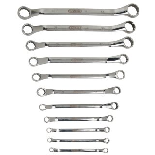 KS-TOOLS EDELSTAHL Doppel-Ringschlüssel-Satz, gekröpft, 11-tlg.