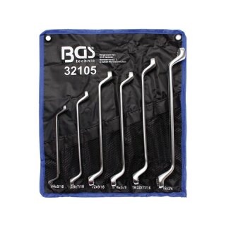 BGS technic Doppel-Ringschlüssel-Satz | gekröpft | Zollgrößen | SW 1/4" - 3/4" | 6-tlg.
