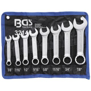 BGS technic Maul-Ringschlüssel-Satz | extra kurz | Zollgrößen | SW 3/8" - 7/8" | 8-tlg.