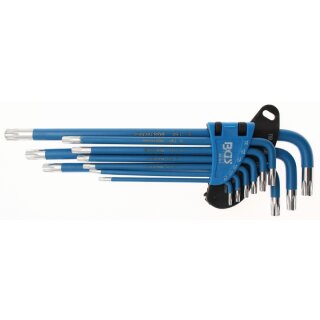 BGS technic Winkelschlüssel-Satz | T-Profil (für Torx) / T-Profil (für Torx) mit Bohrung T10 - T50 | 9-tlg.