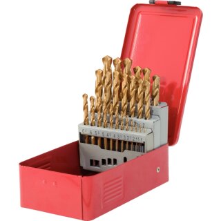 KS-TOOLS HSS TiN Spiralbohrer-Satz, Stahlblechkassette 25-tlg. 1-13mm