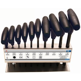 Kraftmann Schraubendreher-Satz mit T-Griff | Innensechskant 2 - 10 mm | 10-tlg.