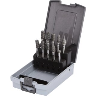 KS-TOOLS HM Frässtift-Satz, Kunststoffkassette, 10-tlg.
