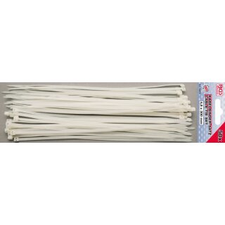 BGS technic Kabelbinder-Sortiment | weiß | 4,8 x 300 mm | 50-tlg.