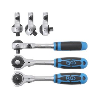 BGS technic Umschaltknarre mit Kugelkopf | Abtrieb Außenvierkant 6,3 mm (1/4")