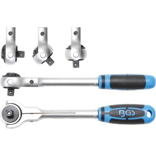 BGS technic Umschaltknarre mit Kugelkopf | Abtrieb Außenvierkant 10 mm (3/8")