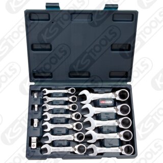 KS-TOOLS GEARplus Ratschenringmaulschlüssel-Satz, kurz, 6-tlg.